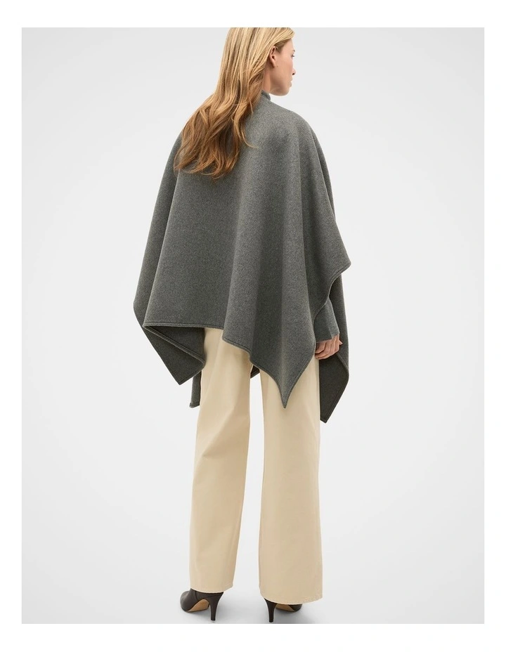 Wool Cape in Charcoal Marle image 2