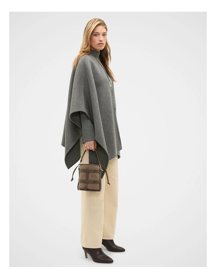 Wool Cape in Charcoal Marle image 3