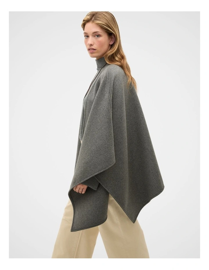 Wool Cape in Charcoal Marle image 4