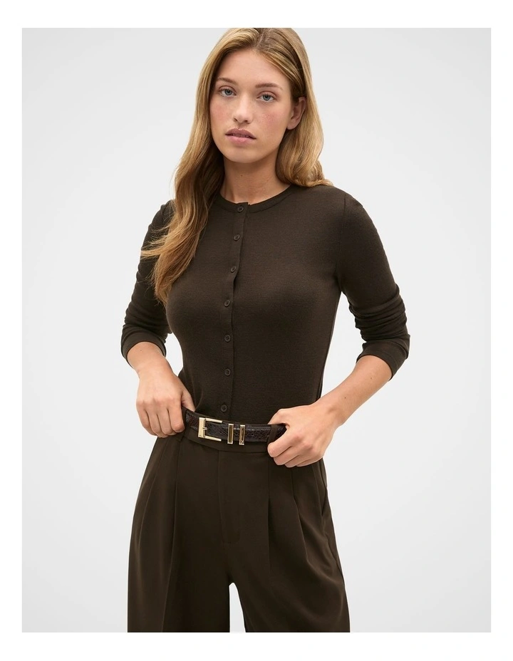 Elle Square Buckle Belt in Coffee Bean Snake Print image 2