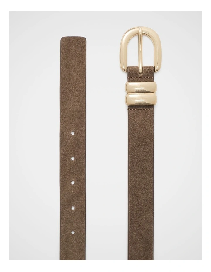 Billie Double Keeper Belt in Cocoa Suede image 3
