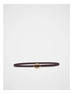 Carmen Oval Buckle Belt in Plum Red Patent