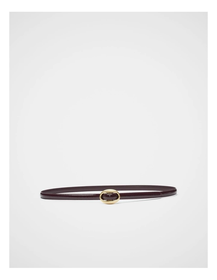 Carmen Oval Buckle Belt in Plum Red Patent image 1
