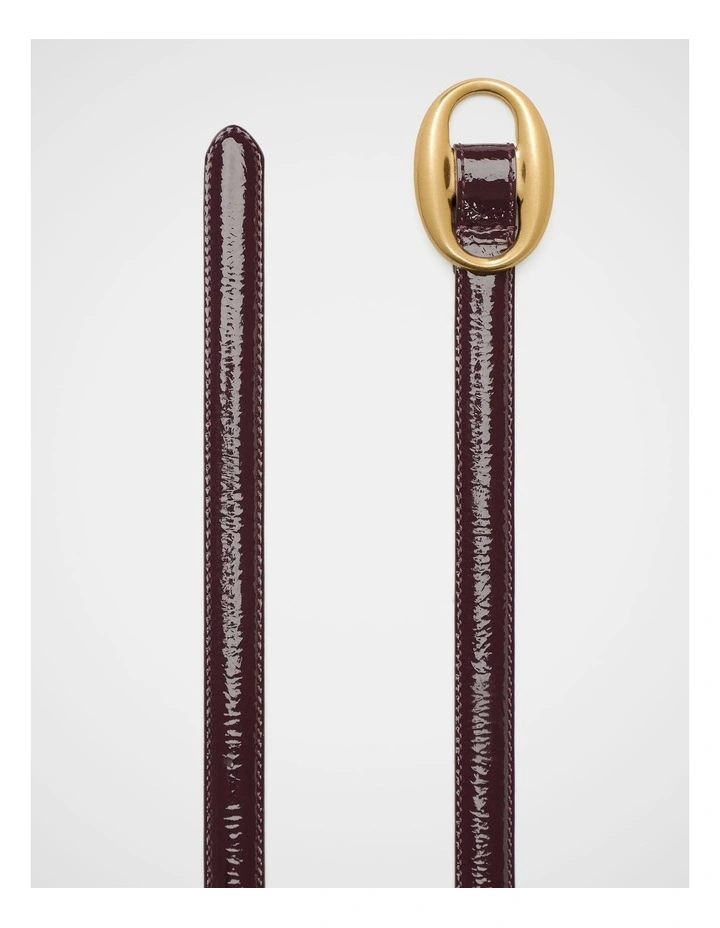 Carmen Oval Buckle Belt in Plum Red Patent image 3