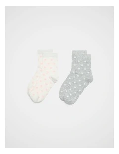 2 Pack Heart Print Socks
