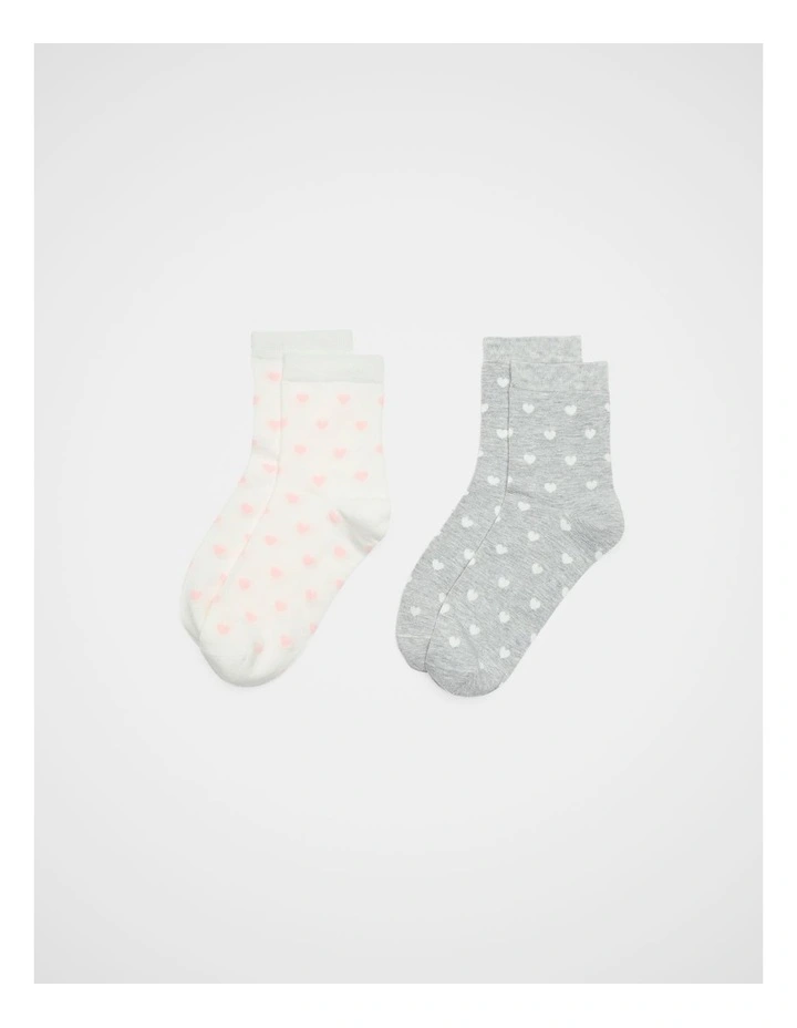 2 Pack Heart Print Socks image 1