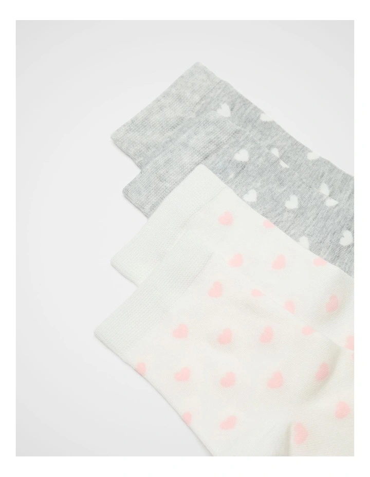 2 Pack Heart Print Socks image 2