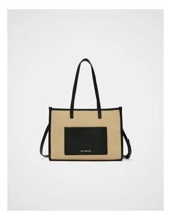 Leather Detail Carry All Mini Tote in Sandstone