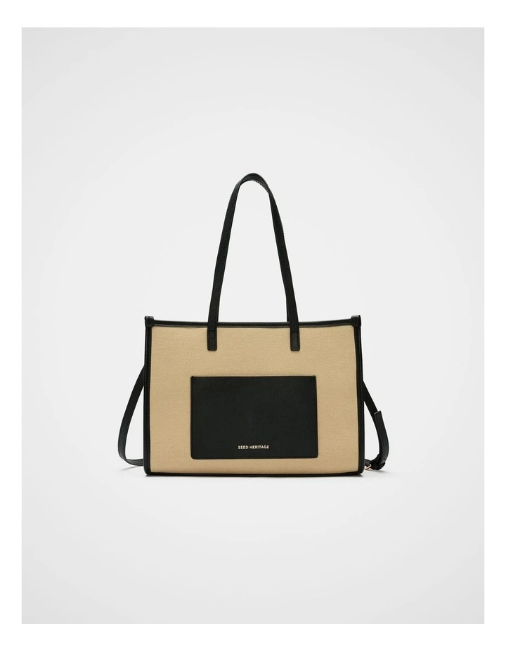 Leather Detail Carry All Mini Tote in Sandstone image 1