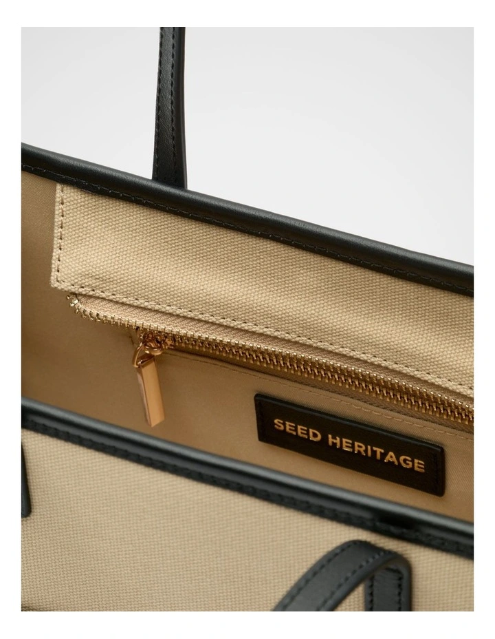 Leather Detail Carry All Mini Tote in Sandstone image 4