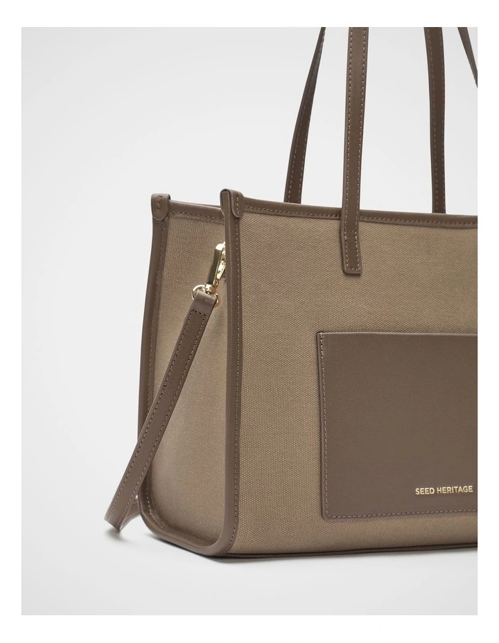 Leather Detail Carry All Mini Tote in Cocoa image 3