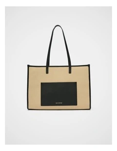 Leather Detail Carry All Tote in Sandstone
