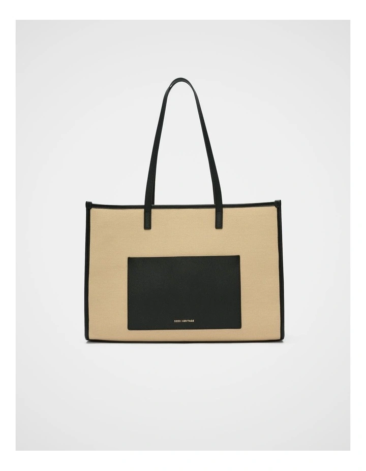 Leather Detail Carry All Tote in Sandstone image 1