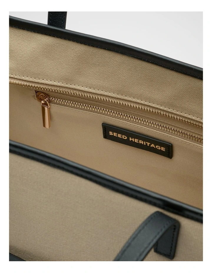 Leather Detail Carry All Tote in Sandstone image 4