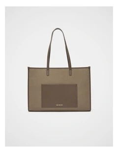 Leather Detail Carry All Tote in Cocoa