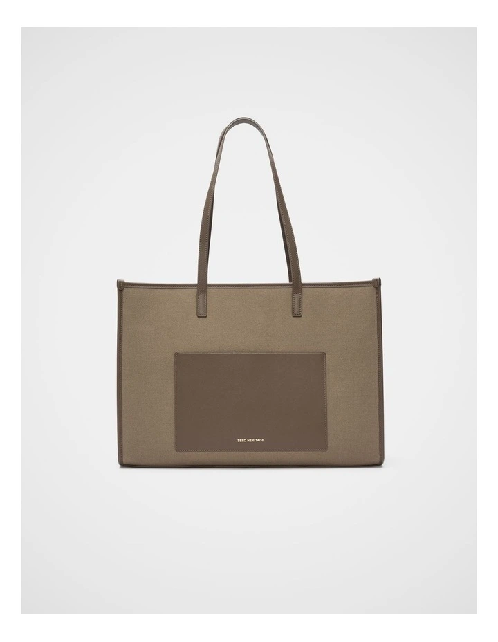 Leather Detail Carry All Tote in Cocoa image 1
