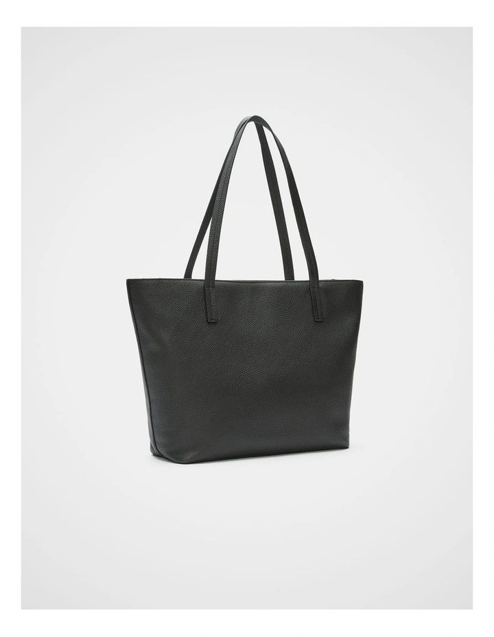Leather Everyday Tote in Black image 3