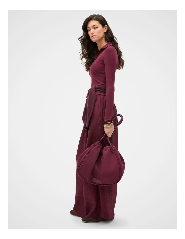 Ruched Essential Tech Tote in Plum Red image 2