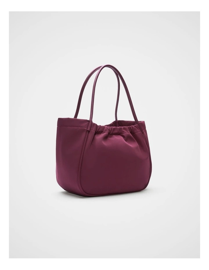 Ruched Essential Tech Tote in Plum Red image 3