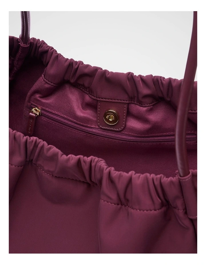 Ruched Essential Tech Tote in Plum Red image 4
