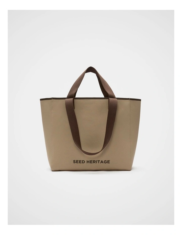 Seed Logo Knit Tote in Sandstone image 1