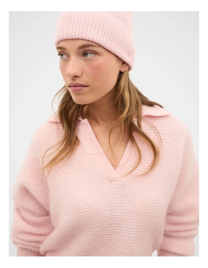 Rib Knit Beanie in Pale Blossom image 2