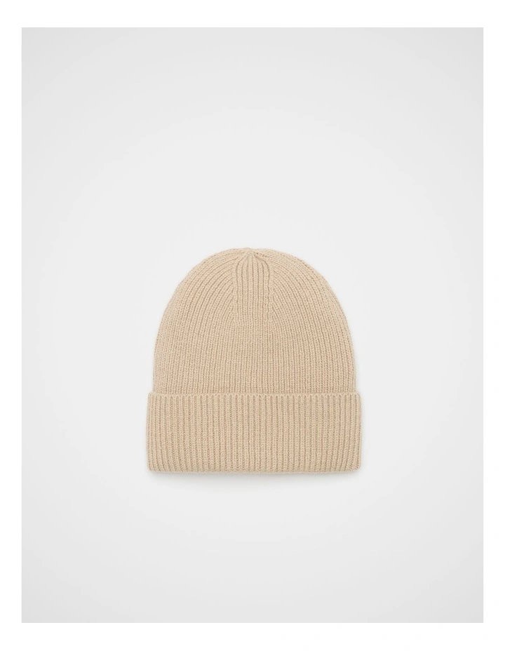 Rib Knit Beanie in Sandstone Marle image 1