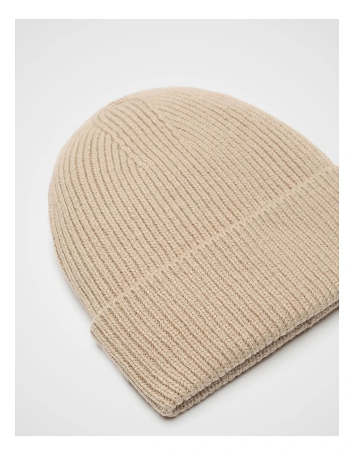 Rib Knit Beanie in Sandstone Marle image 3