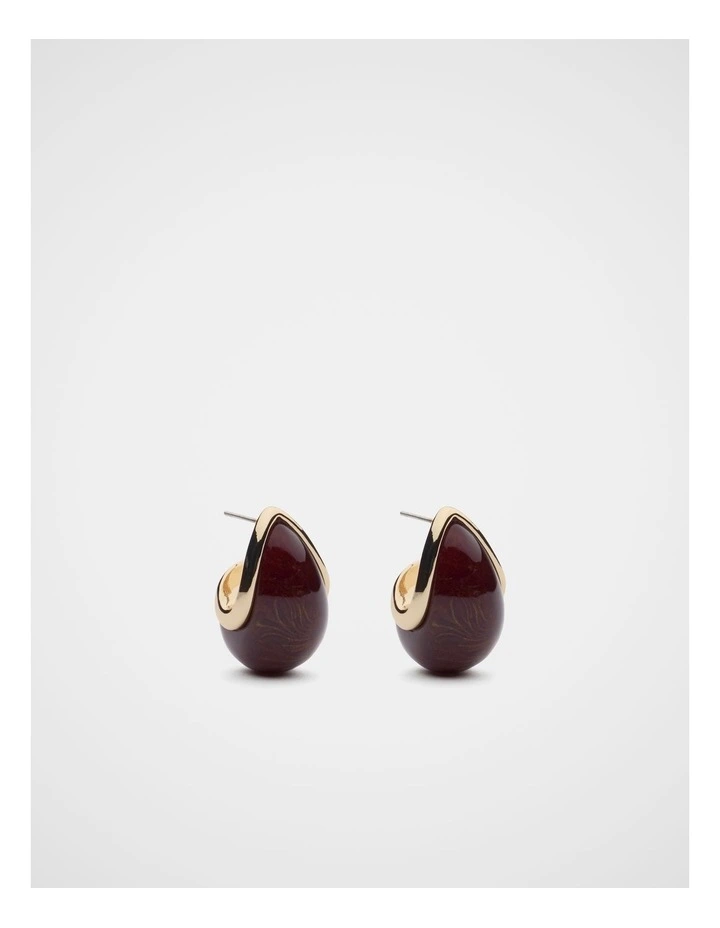 Round Resin Earring in Plum Red image 1