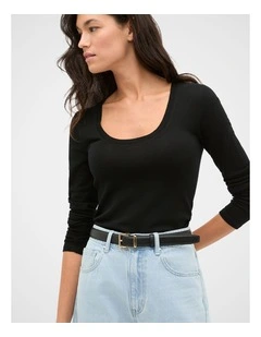 Cora Leather Belt in Black