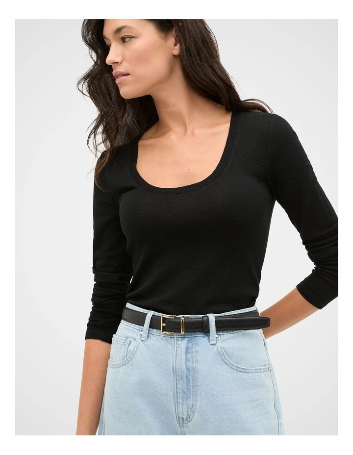 Cora Leather Belt in Black image 1