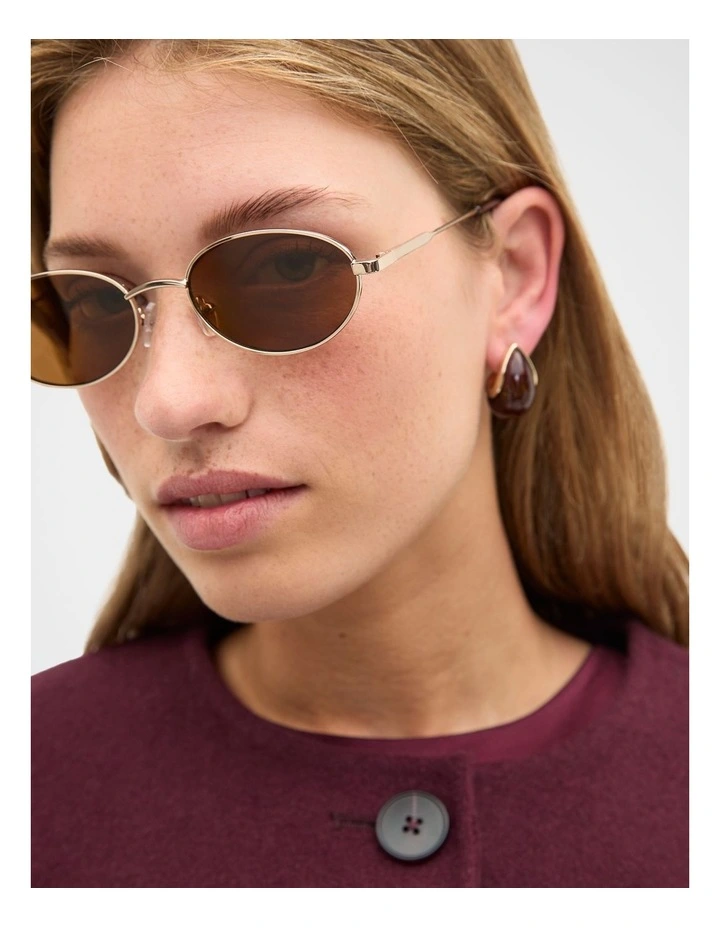 Lily Oval Sunglasses in Gold image 2