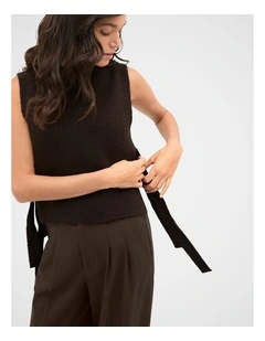 Tie Detail Collar Bib in Coffee Bean