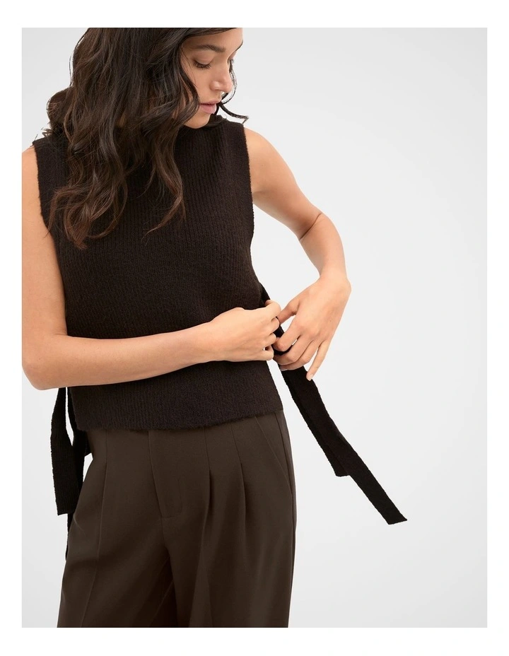 Tie Detail Collar Bib in Coffee Bean image 1