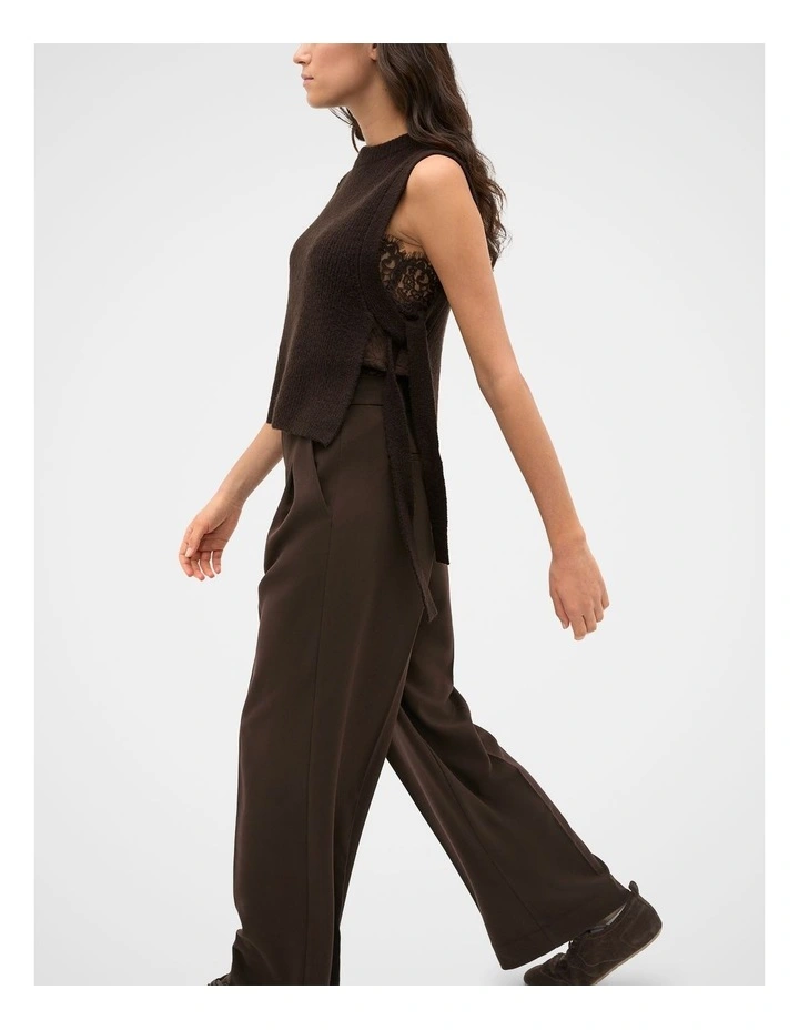 Tie Detail Collar Bib in Coffee Bean image 3