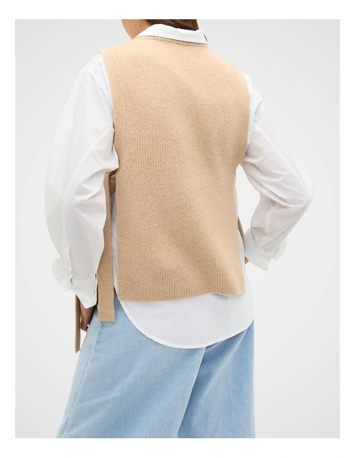 Tie Detail Collar Bib in Sandstone Marle image 2