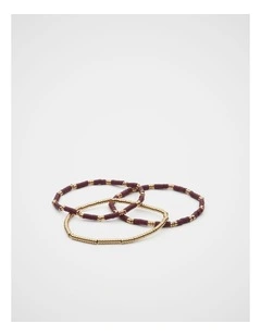 Stretch Bead Bracelet in Plum Red