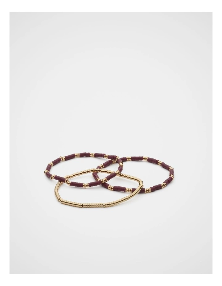 Stretch Bead Bracelet in Plum Red image 1