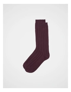Boot Sock in Plum Red