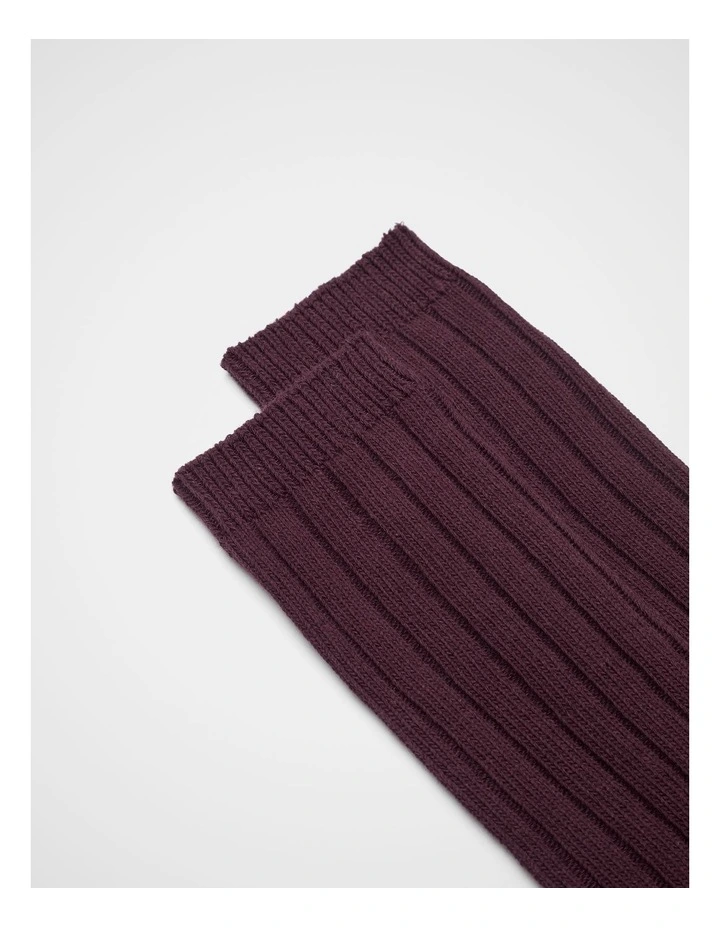 Boot Sock in Plum Red image 2