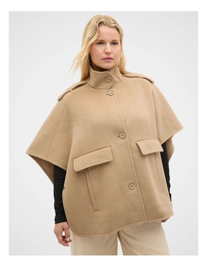 Wool Trench Cape in Sandstone image 1