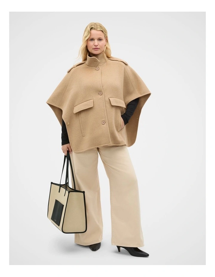 Wool Trench Cape in Sandstone image 3