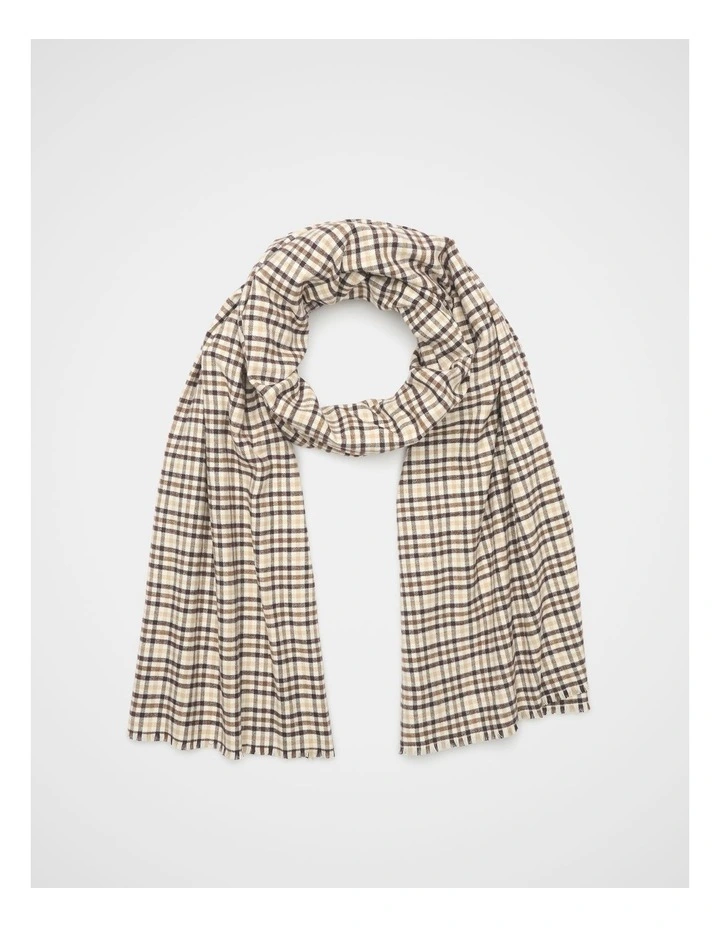Multi Check Scarf in Cocoa image 1