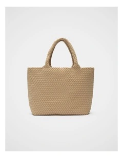 Woven Textured East West Tote in Sandstone