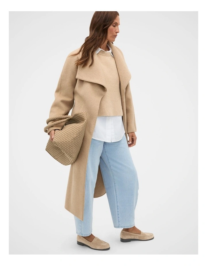 Woven Textured East West Tote in Sandstone image 2