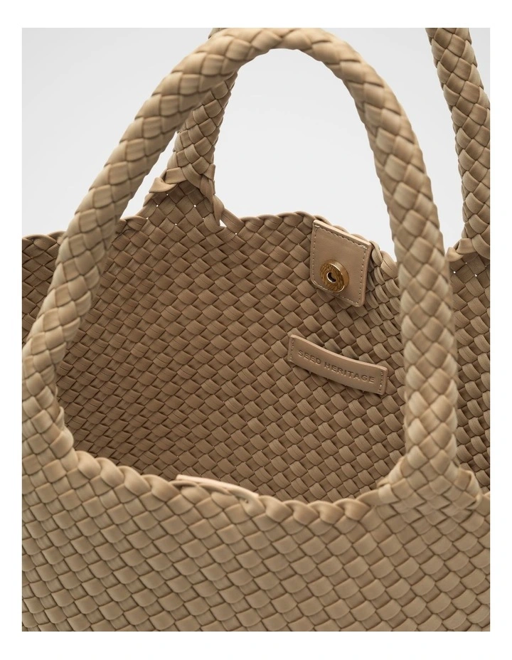 Woven Textured East West Tote in Sandstone image 4