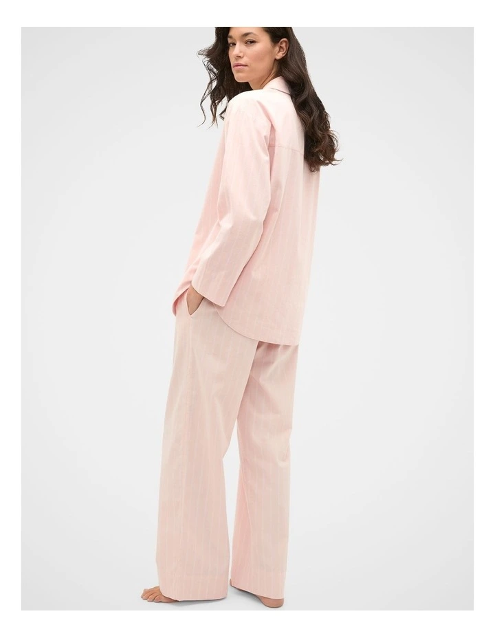 Flannelette Shirt and Pant PJ Set in Blossom Stripe image 2