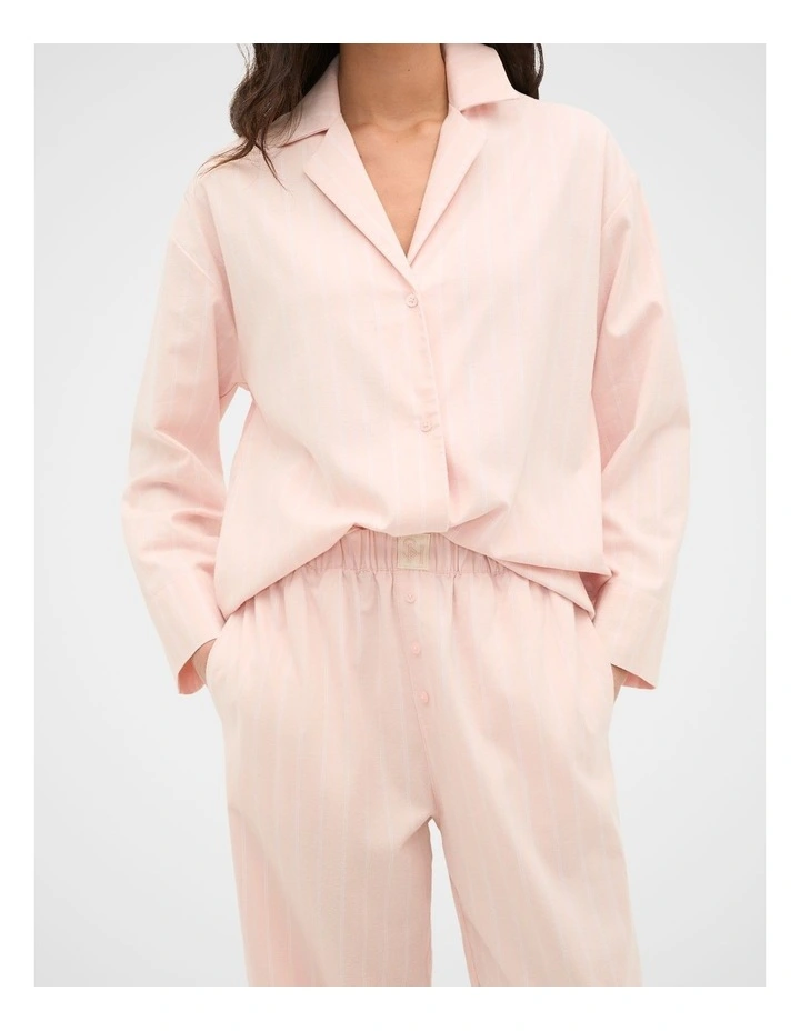 Flannelette Shirt and Pant PJ Set in Blossom Stripe image 3