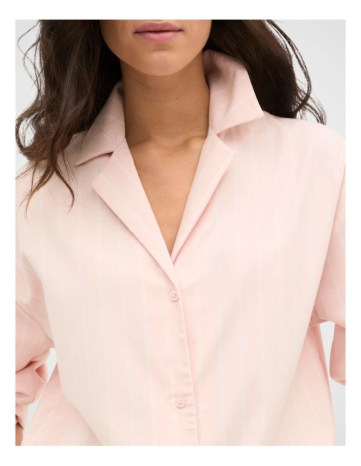 Flannelette Shirt and Pant PJ Set in Blossom Stripe image 4