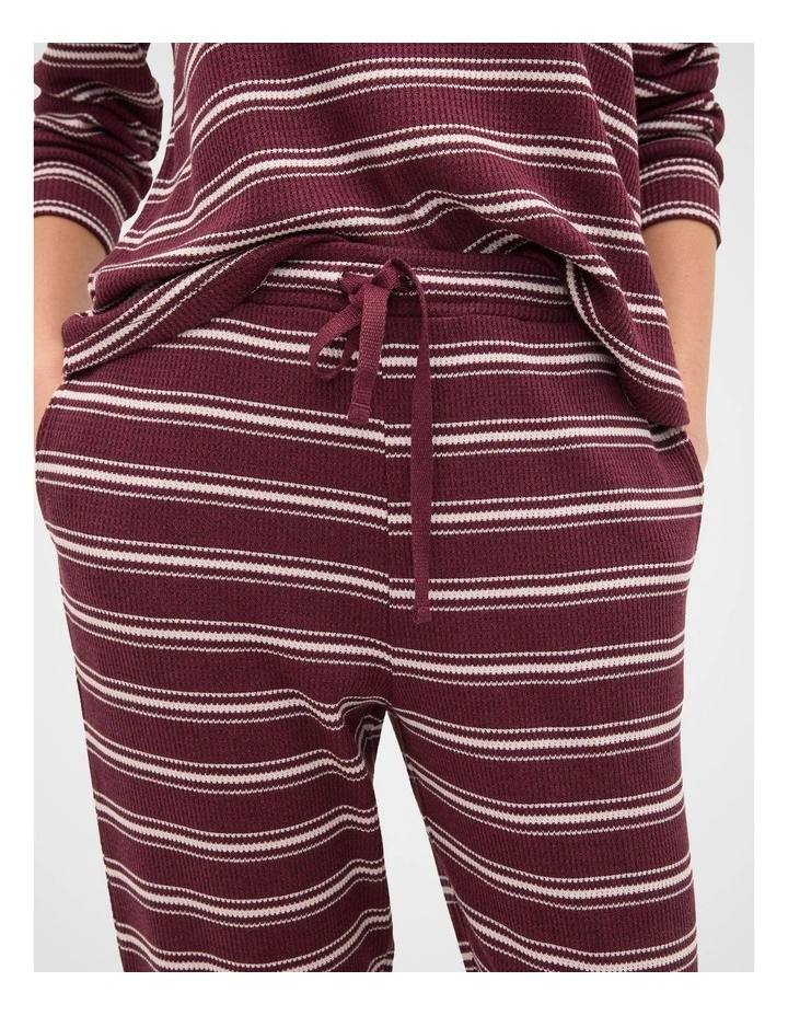 Waffle Top and Pant PJ Set in Plum Red Marle image 3